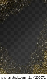 Golden Splash Luxury Vector Transparent Background. Rich Rain Postcard. Yellow Dot Bridal Wallpaper. Dust Effect Illustration.