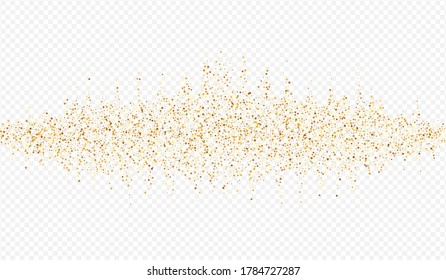 Golden Splash Paper Transparent Background. Holiday Circle Invitation. Yellow Round Bright Backdrop. Polka Vector Background.