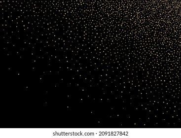 Fondo negro vector de papel de salpicadura dorada. Ilustración De Caer Lluvia. Papel de escritorio brillante del aniversario del Círculo. Postal nupcial espumosa.