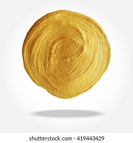 Golden spot. Circle background, texture for design. Vector golden splash.