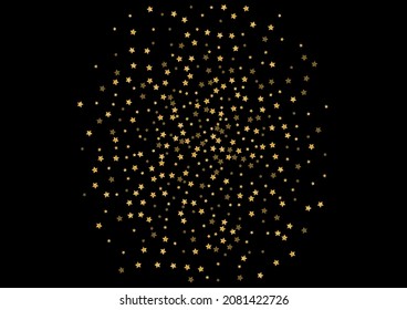 Golden Spray Confetti Background. Light Sequin Design. Yellow Star Group Pattern. Template Glitter Texture. Gradient Firework Illustration