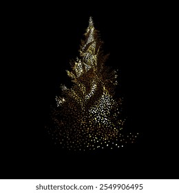 Golden spruce. Happy new year. hand drawing. Not AI, Vector illustrations