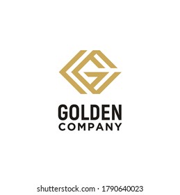 Golden Square Chain Initial Letter C G CG GC logo design with elegant classic luxury simple line style