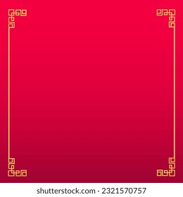 golden square frame background image with red background pattern for chinese lunar new year greeting card