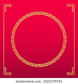 golden square frame background image with chinese ornament red background pattern for chinese lunar new year greeting card