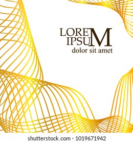 Golden square frame of fine lines. Vector