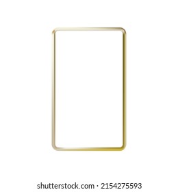 Golden square frame, golden geometric 3d objects isolated on white background. Smartphone, Mockup. Vector illustration