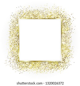 Golden Square Frame Glitter White Background Stock Vector (Royalty Free ...