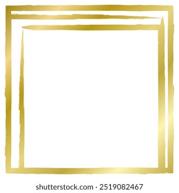 Golden square frame isolated on white. Old worn frame . Vector frame for text, photo, card, certificate, picture, banner, poster. Gold	