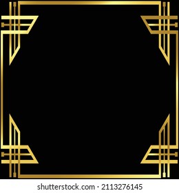 Golden square frame on the white background. Perfect design for headline, logo and sale banner. Vector