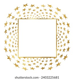 Golden square frame with star for design of card or invite . Vector abstract background