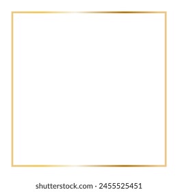Golden square frame. Vector outline thin aesthetic geometric shine border for invitations design
