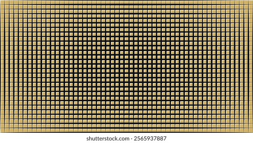 Golden square grid pattern, a dotted halftone background.