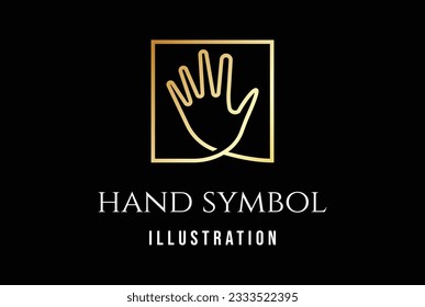 Golden Square Hand Line Icon Illustration Vector