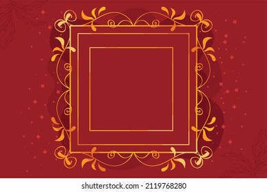 postal elegante monograma cuadrado dorado