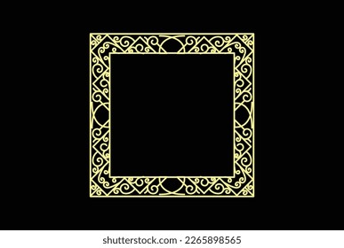 Golden Square Ornament Frame Logo Icon Illustration Vector