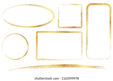 golden square rectangle oval and circle crayon frame