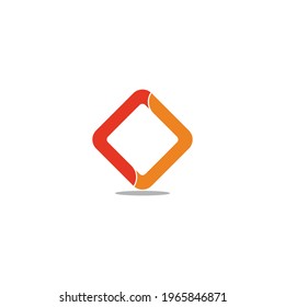 golden square ring colorful geometric logo vector