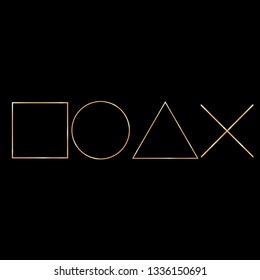 golden square ring triangle figures on dark background