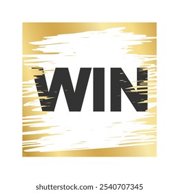 Golden square scratch card surface with scraped texture and Win winning text. Winner lottery, sale coupon, jackpot scratchcard template. Vector illustration.