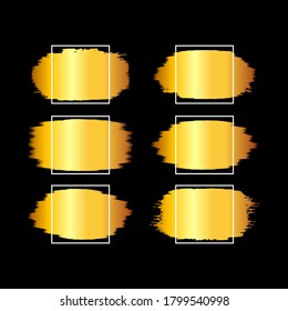 marco de forma cuadrado dorado, conjunto de conceptos dibujados a mano cuadrada dorada, trazos de pincel dorado