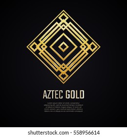Golden square shape. Gradient premium logotype. Isolated aztec logo. Business identity concept for jewelry, precious company or jewellery boutique.