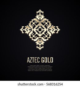 Golden square shape. Gradient premium logotype. Isolated aztec logo. Business identity concept for jewelry, precious company or jewellery boutique
