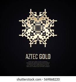 Golden square shape. Gradient premium logotype. Isolated aztec logo. Business identity concept for jewelry, precious company or jewellery boutique