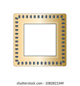Golden square with simple dark blue pattern vector illustration.