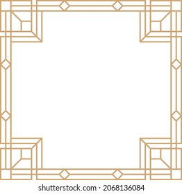 Golden squared pattern frame. Art deco vintage label