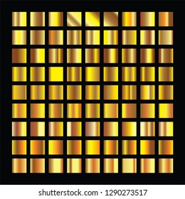 Golden squares collection. Gold background texture vector icon pattern. Vector set of gold gradients. Light, realistic, elegant, shiny, metallic and golden gradient illustration.