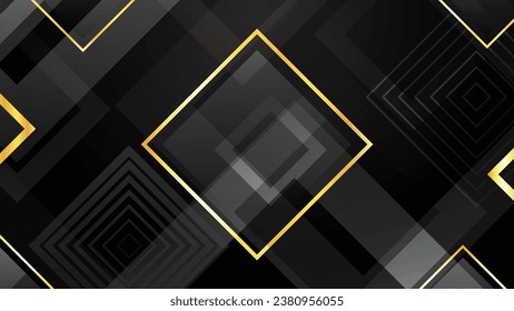 Golden squares luxury on black color background. elegant realistic geometric style 3d. Vector illustration about elegant and luxurious feeling.