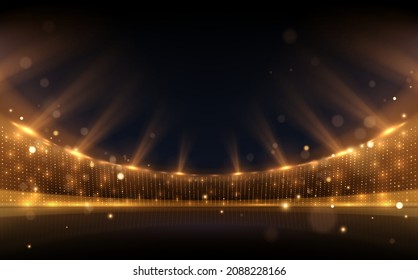 Golden stadium lights with rays - Shutterstock ID 2088228166