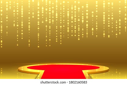 golden stage and golden light in a studio room