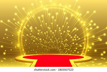 golden stage and golden light in a studio room