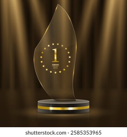 Golden stage for prestigious ceremonies, nominations, and star-studded prize events. High-quality vector illustration showcasing luxury and fame, perfect for victory celebrations, winner presentations