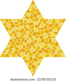 Golden stained glass effect star of David on transparent background