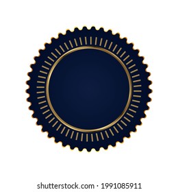 Golden stamp badges seal quality labels. ribbons isolated on black background. Sale medal badge guarantee round vector