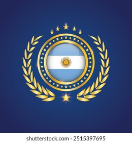 Carimbo Dourado Com Bandeira. Carimbo da bandeira da Argentina. Feito em selo isolado em fundo branco. Real, Lealdade, Símbolo, Vetor, Ícone, Ilustração.