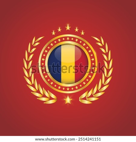 Golden Stamp With Flag. Chad Flag Stamp. Made in Stamp Isolated in White Background. Royal, Allegiance, Symbol, Vector, Icon, Illustration.