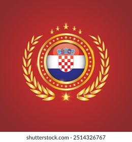 Golden Stamp With Flag. Croatia Flag Stamp. Made in Stamp Isolated in White Background. Royal, Allegiance, Symbol, Vector, Icon, Illustration.