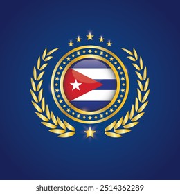 Golden Stamp With Flag. Cuba Flag Stamp. Made in Stamp Isolated in White Background. Royal, Allegiance, Symbol, Vector, Icon, Illustration.