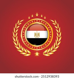 Golden Stamp With Flag. Egypt Flag Stamp. Made in Stamp Isolated in White Background. Royal, Allegiance, Symbol, Vector, Icon, Illustration.
