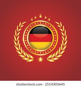 Golden Stamp With Flag. Germany Flag Stamp. Made in Stamp Isolated in White Background. Royal, Allegiance, Symbol, Vector, Icon, Illustration.