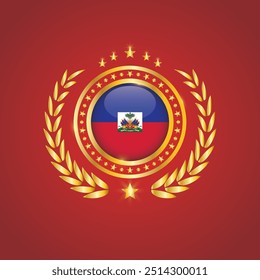Golden Stamp With Flag. Haiti Flag Stamp. Made in Stamp Isolated in White Background. Royal, Allegiance, Symbol, Vector, Icon, Illustration.