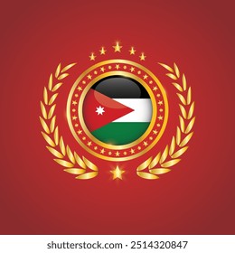 Golden Stamp With Flag. Jordan Flag Stamp. Made in Stamp Isolated in White Background. Royal, Allegiance, Symbol, Vector, Icon, Illustration.