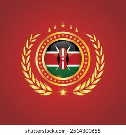 Golden Stamp With Flag. Kenya Flag Stamp. Made in Stamp Isolated in White Background. Royal, Allegiance, Symbol, Vector, Icon, Illustration.