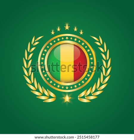 Golden Stamp With Flag. Mali Flag Stamp. Made in Stamp Isolated in White Background. Royal, Allegiance, Symbol, Vector, Icon, Illustration.