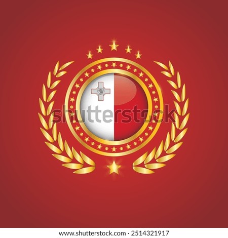 Golden Stamp With Flag. Malta Flag Stamp. Made in Stamp Isolated in White Background. Royal, Allegiance, Symbol, Vector, Icon, Illustration.