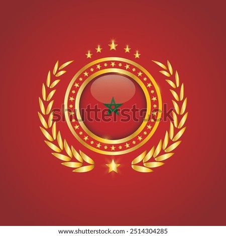Golden Stamp With Flag. Morocco Flag Stamp. Made in Stamp Isolated in White Background. Royal, Allegiance, Symbol, Vector, Icon, Illustration.